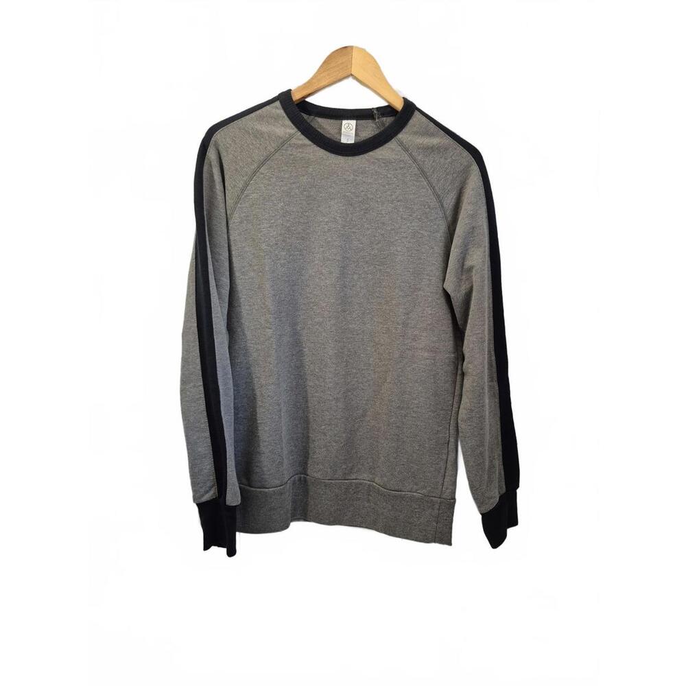 Alternative Apparel Mens Gray Black Color Block Sweatshirt Crew Neck Long